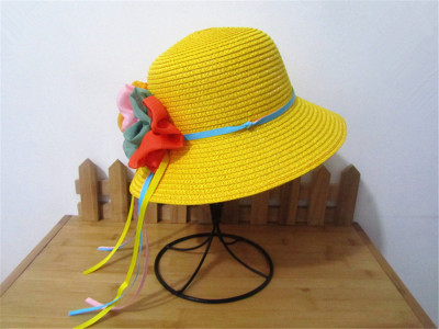 Flower color ribbon hat Summer Sun Hat Lady Tourism