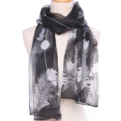 The New spring and autumn south Korean version of polyester spray long silk scarves.