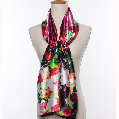 Sky Silk Artificial Silk Long Scarves Environmental Protection Ink Printing and Dyeing Scarf Sun Protection by the Sea Scarf