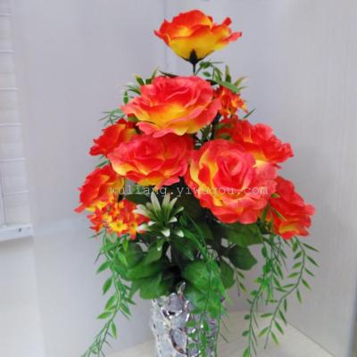 Manufacturers selling high popular wedding decoration flowers silk flower bouquet 18 seven Xian Mei false imitation