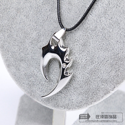 The new titanium necklace man European style leather rope chain with pendant flame decorations
