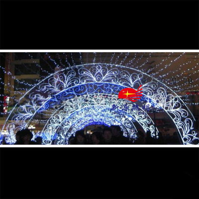 LED lights at the entrance of the arch / Wanda entrance lighting effects / cross era arch shape