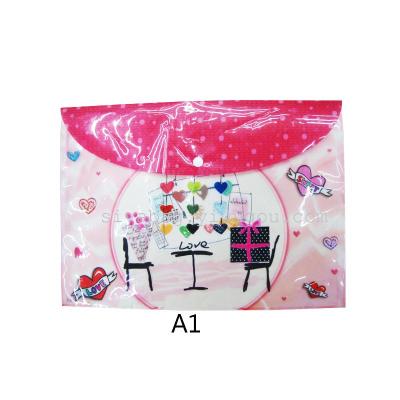 PP transparent document bag are a gift of love to snap the double-sided printing pattern