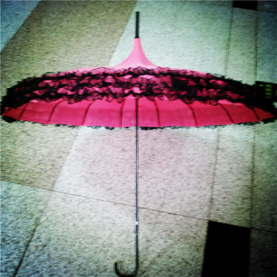 Korean Style Candy Color Long Handle Umbrella Lace Edge Pagoda Umbrella Fashion Sunny Umbrella Wedding Bride Umbrella