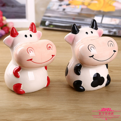 Personal piggy bank Ceramic Piggy piggy bank lucky cow ornaments creative cute ornaments