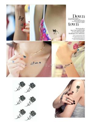 Men and women rose tattoo stickers Harajuku personality waterproof cat Butterfly Tattoo wholesale letters