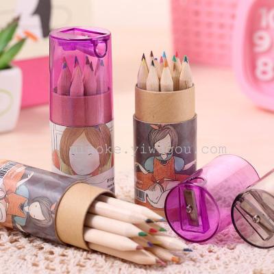 Korean version of cute floating girl 12 color small pencil painting pen color pencil