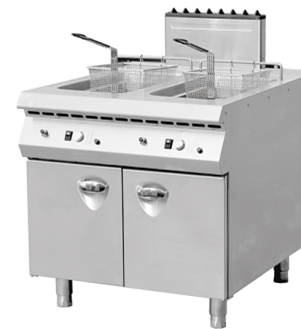 ITALY STYLE GAS 2-TANK FRYER (2-BASKET)with cabinet