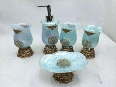 Resin crafts five piece bathroom (Aladdin blue)