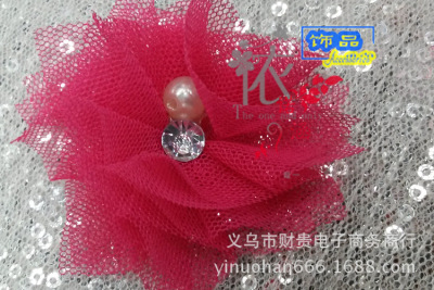DIY hand sewn with brick pearl Chiffon flower wholesale wholesale apparel accessories factory
