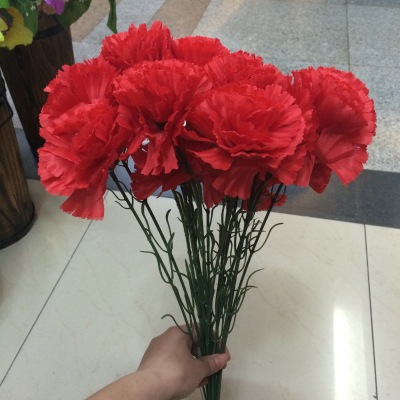 long single stem carnation silk flower artificial  mother's Day carnations export  Букеты Romo flore Clavel tupido