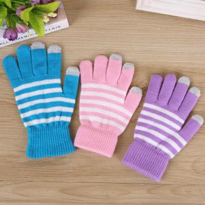 Touch Screen Gloves Male and Female Stripes Winter Acrylic Touch Knitted Warm Gloves