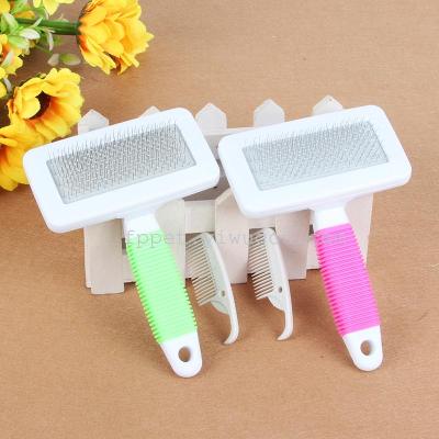 Comb handle non slip dog cat comb rubber soft handle pet brush with protective head factory direct