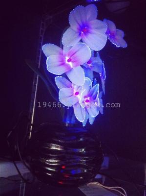 Factory direct Home Furnishing fiber flowers white row wire lamp lantern display creative warm Phalaenopsis