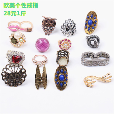 1 yuan 28 pounds of European and American retro exaggerated personality ring