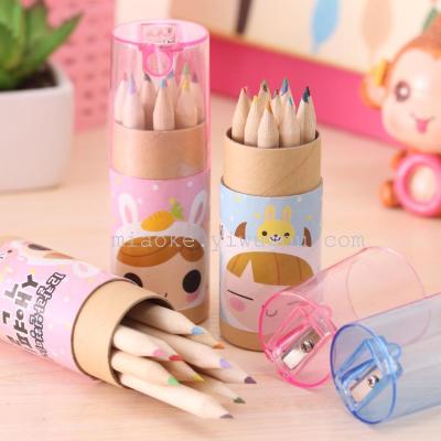 Japan and South Korea stationery lovely baby girl 12 color small pencil painting pen colored pencil