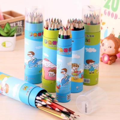 High grade paper cartridge color pencil professional painting 12 color pencil, 24 color and color