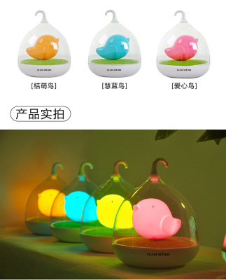 Creative Bird Cage Lamp Led Rechargeable Night Light Bedroom Bedside Lamp Sleep Lamp Dimming Small Table Lamp Nursing Lamp