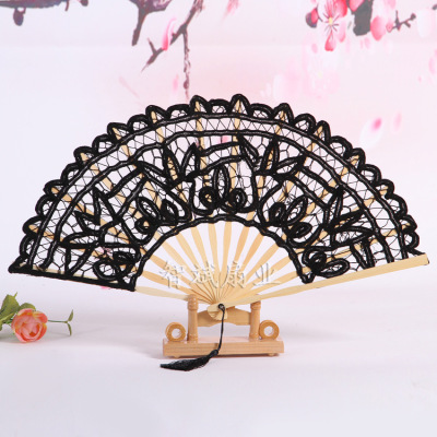 Vintage European and American high-quality handmade Jacob Fan Handmade double-sided white lace Fan