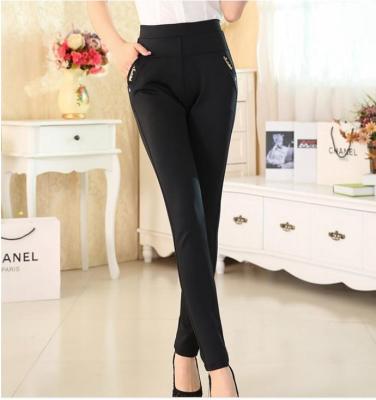 The new pants middle-aged mother dress casual pants waist stretch feet size elastic pants female