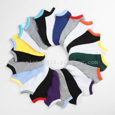 Men and women socks inventory processing in spring and summer air boat socks pure color edge thin cotton spread