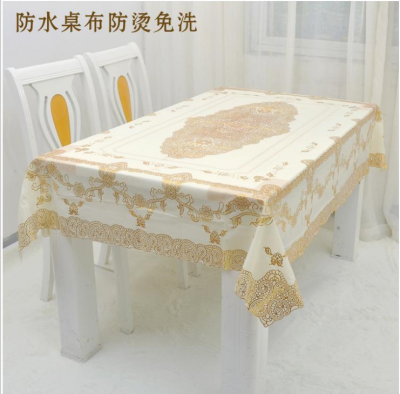 Bronzing Waterproof Oil-Proof Tablecloth PVC Plastic Non-Hollow Disposable Tablecloth European Rectangular