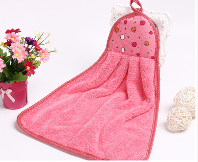 Cute hanging towel super soft absorbent coral wool kitchen towel cloth towel manufacturer approved.