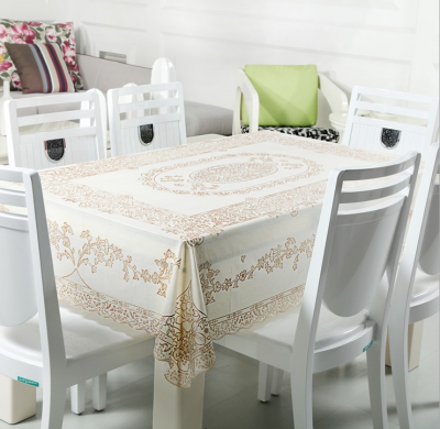 Factory Direct Sales Customized PVC Dining Table Cloth Tablecloth European-Style Waterproof Plastic Gilding Tablecloth