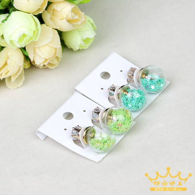 Korean fashion glass ball star earrings earrings earrings imitation zircon sequins temperament