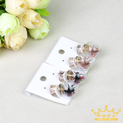 Earrings earrings are small glass ball flower earrings earrings imitation zircon temperament