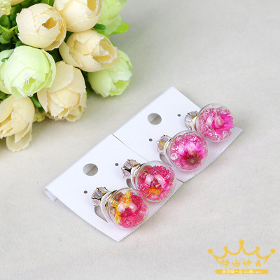 Korean sweet temperament fashion glass ball earrings earrings jewelry rose double drill