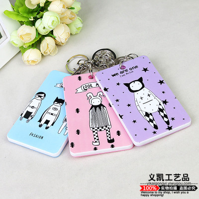 Cartoon IC Bus Card Case Keychain Student Meal Card Set Card Bag Certificate Holder Access Card Cover