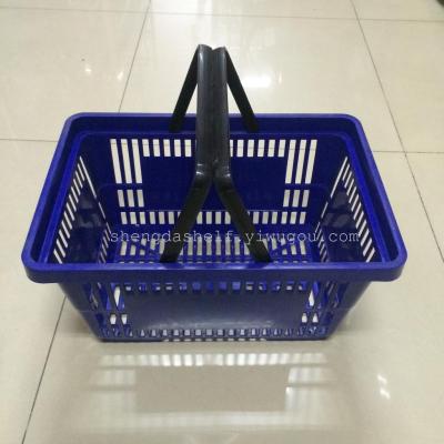 The supermarket shopping basket shopping basket plastic basket handle double hand