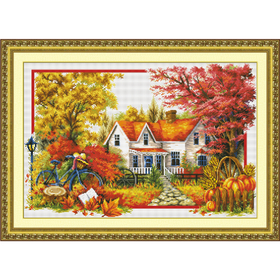 Printed Cross Stitch Handmade Crafts Wholesale Material Package Four Seasons Beautiful Autumn 0284