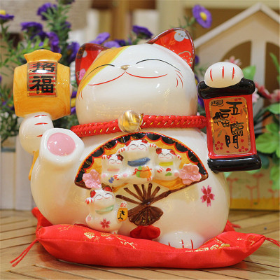 Five fortune linmen firing fortune cat piggy bank