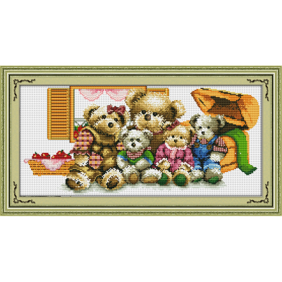 Crafts wholesale handmade new cross stitch the bear family of 0670