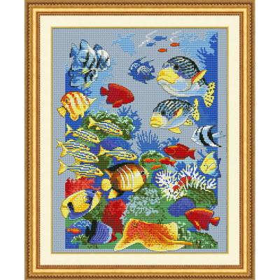 The new cross stitch cloth wholesale handmade crafts tropical fish 0818