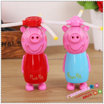 Pink pig sister light music flash flash windmill windmill toy pig.