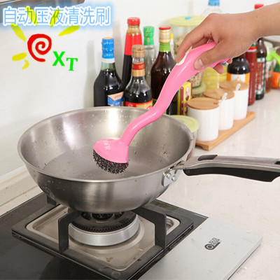  kitchen hydraulic wash pot brush multi function with handle automatic liquid steel wire brush cleaning brush