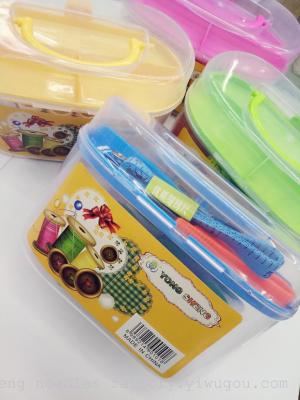 9 - piece sewing box is super practical portable plastic box