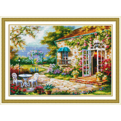 Cross stitch DIY fabric living room material package crafts flower room 1007