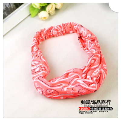 European and American Hot Cashew Cross Tight Headband Hair Band Korean Style Headband Fabric Temperament Hair Accessories Headdress