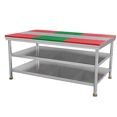Stainless Steel Three-Layer Cutting Table Workbench Countertop Kitchen Counter