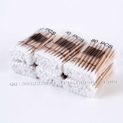 Advanced sanitary cotton stick 50 wooden rod bag double headed cotton swab wholesale