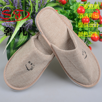 Where the luxury hotel supplies flax linen slippers slippers slippers custom thick non slip bottom spring