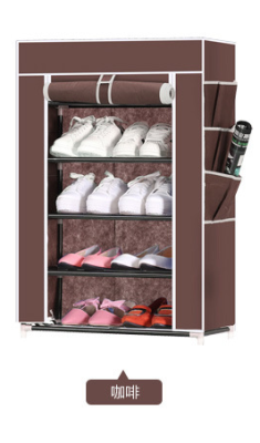 Six layers of wire mesh simple shoe cabinet dustproof storage shoe rack cloth shoe belt side bag