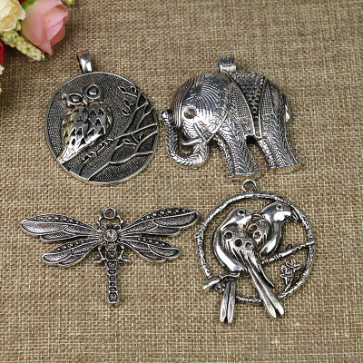 Vintage accessories pendant animal elephant owl handmade DIY zinc alloy pendant material