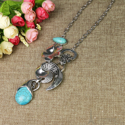 DIY accessories zinc alloy Necklace Turquoise sweater chain pendant accessories