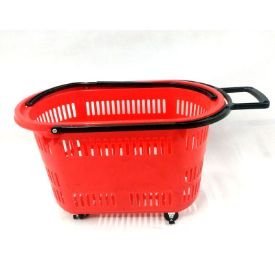 Supermarket shopping basket plastic basket hand basket rod blue shelf
