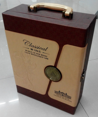 Double Wine Packing Box Factory Direct Sales Double Leather Wine Box Double Bottle Two Packaging Leather Wine Box Customized